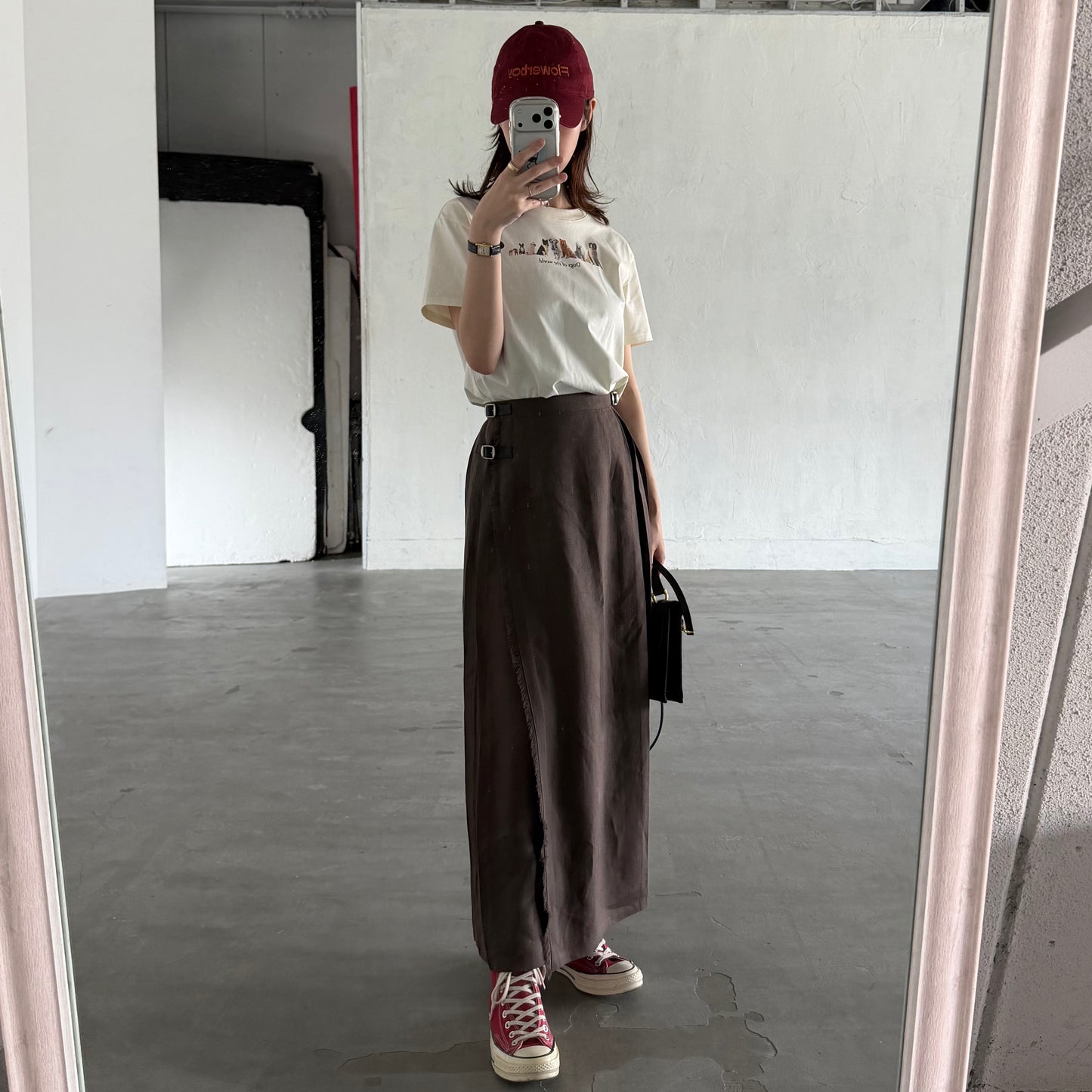 【5/22(金)21時〜販売開始】O'neil of Dublin イージーキルトラップスカートエクストラベルト　トープ