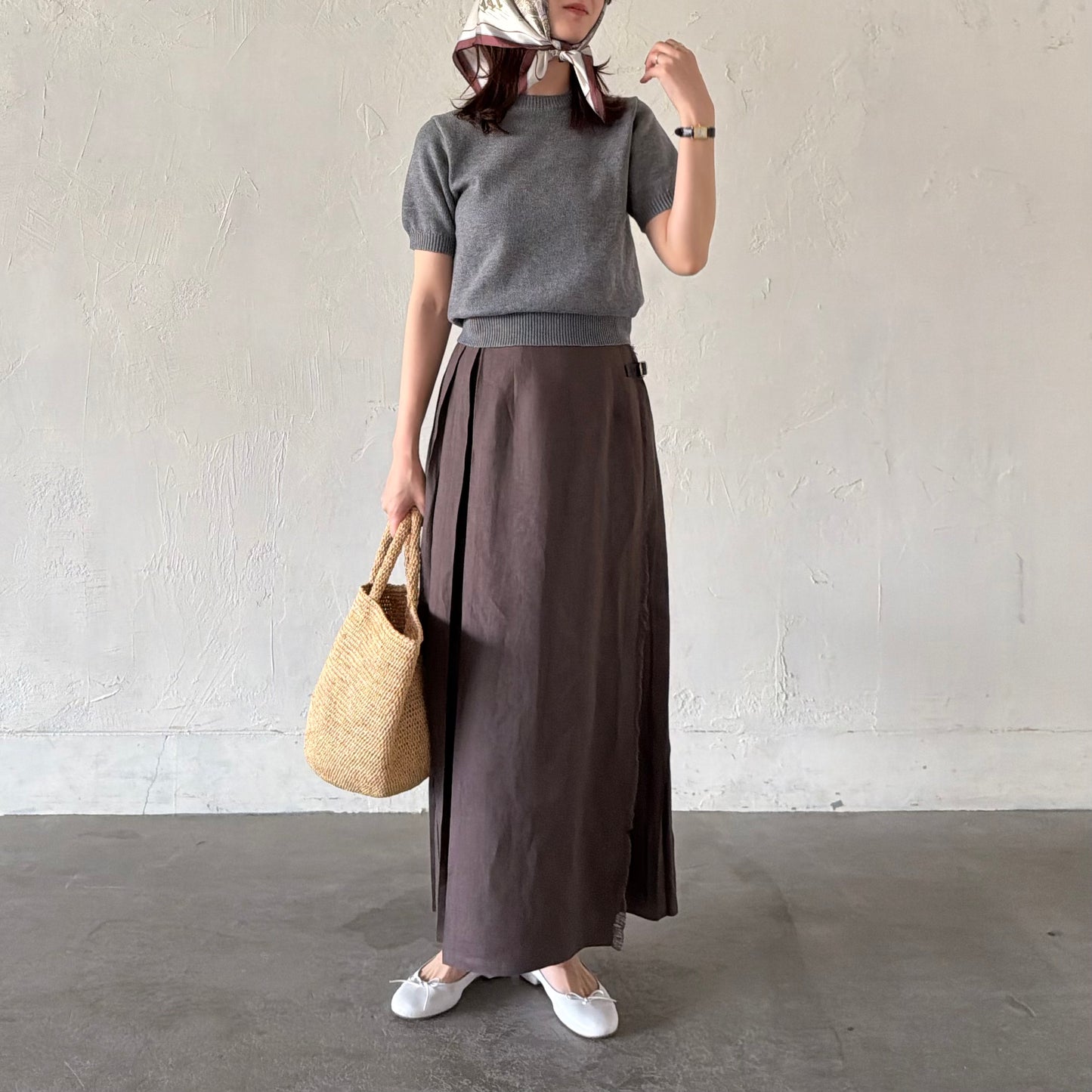 【5/22(金)21時〜販売開始】O'neil of Dublin イージーキルトラップスカートエクストラベルト　トープ