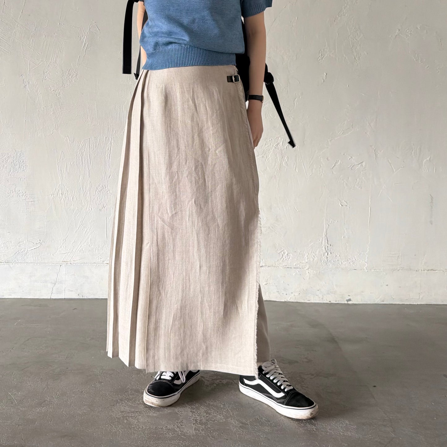 【5/22(金)21時〜販売開始】O'neil of Dublin イージーキルトラップスカートエクストラベルト　ストーンベージュ