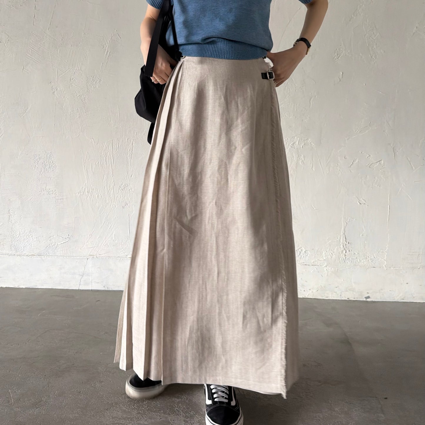 【5/22(金)21時〜販売開始】O'neil of Dublin イージーキルトラップスカートエクストラベルト　ストーンベージュ