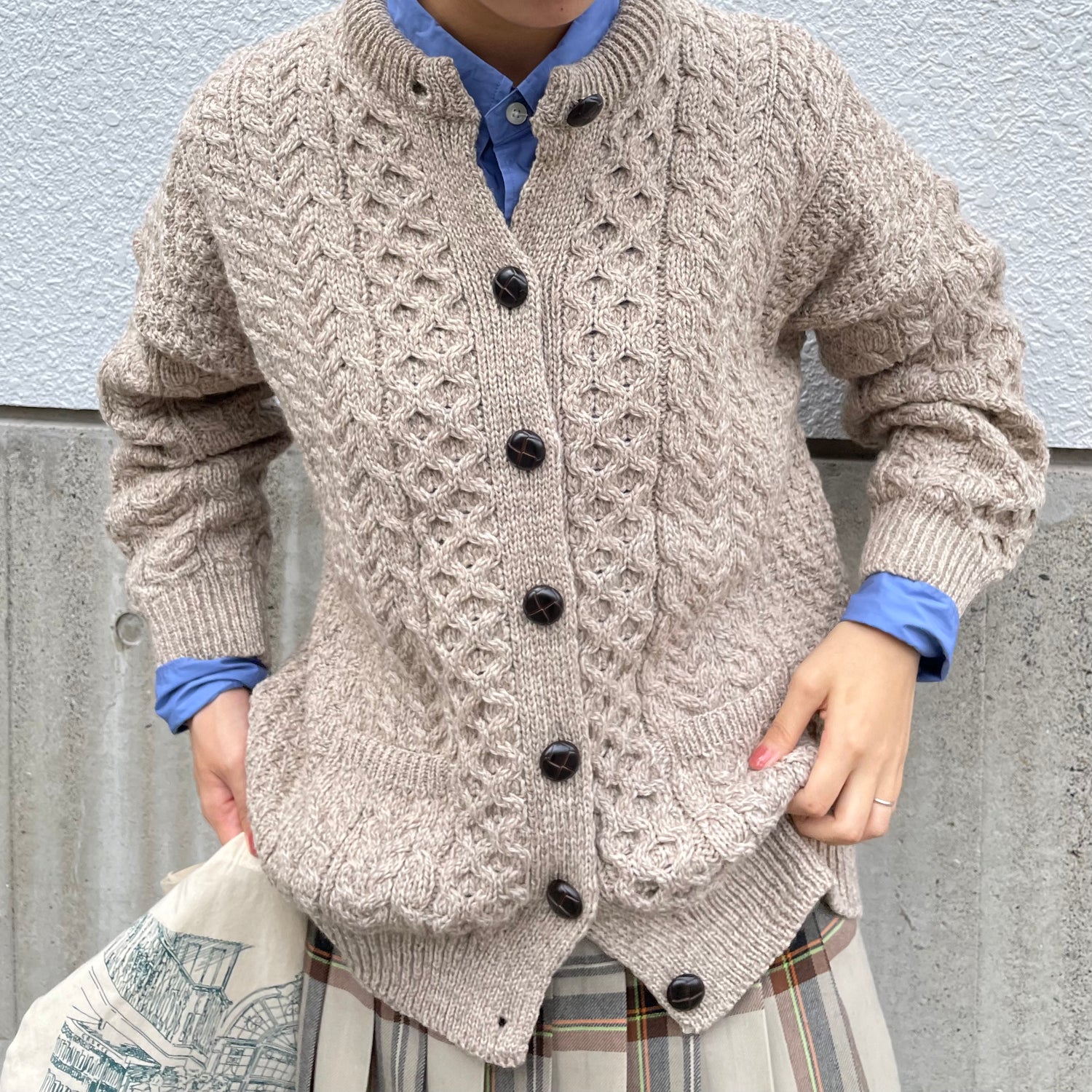 Aran Woollen Mills トラディショナル ローゲージニットカーディガン