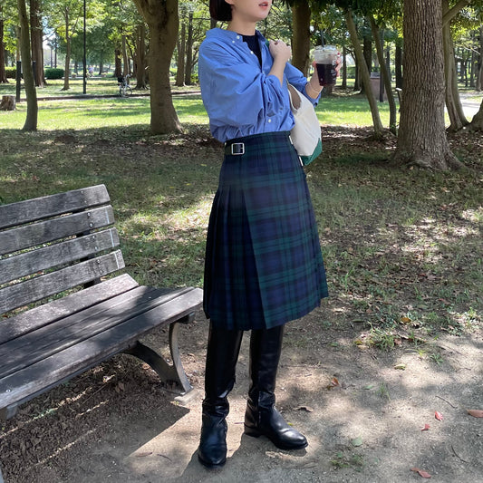 【10/31(金)21時〜プレオーダー開始】O'neil of Dublin キルトスカート ダブルベルト ブラックウォッチ