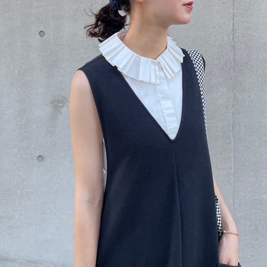 lalagom プリーツカラーブラウス