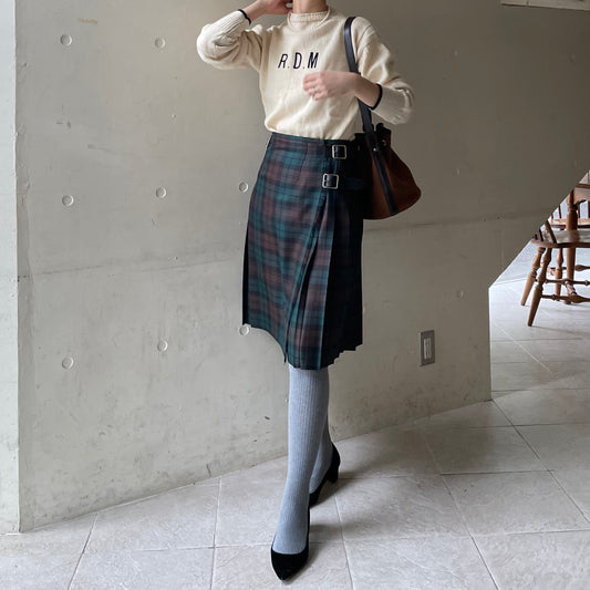 【10/31(金)21時〜プレオーダー開始】O'neil of Dublin キルトスカート ダブルベルト ブラウンウォッチ