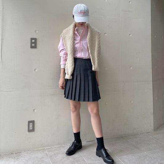 【in stock】O'neil of Dublin キルトスカート ダブルベルトミニ グレー