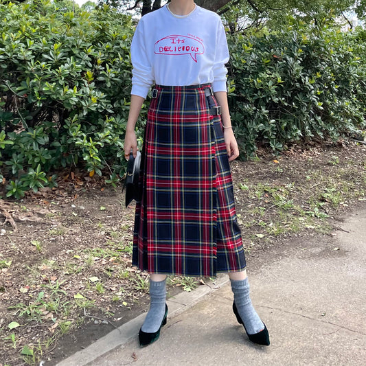 【10/31(金)21時〜プレオーダー開始】O'neil of Dublin キルトスカート ダブルベルト ブラックスチュワート