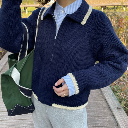 lalagom バイカラージップカーディガン