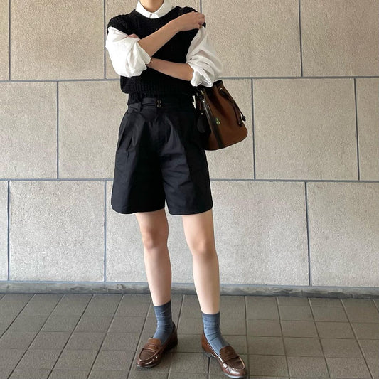 lalagom タックハーフパンツ