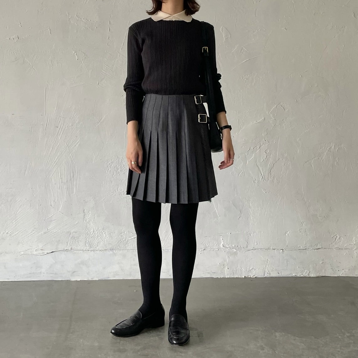 O'neil of Dublin キルトスカート ダブルベルトミニ グレー