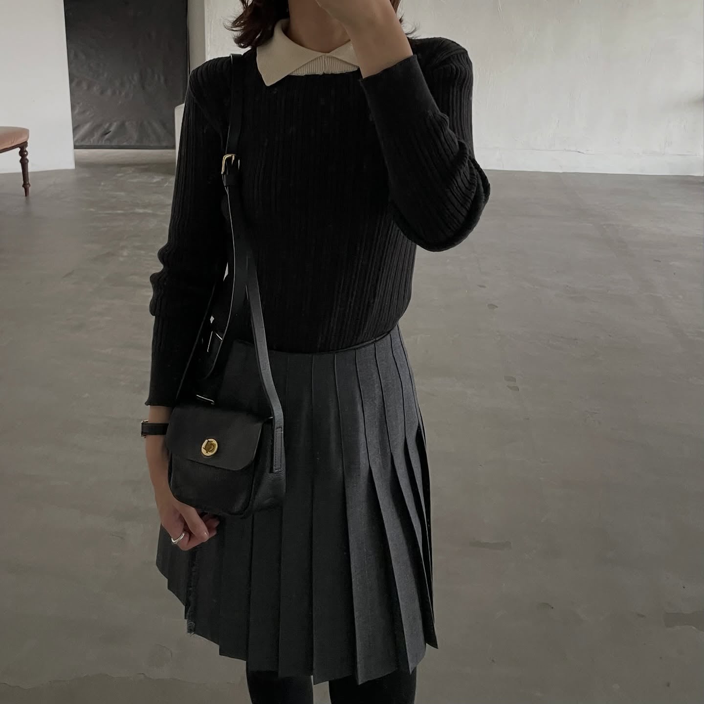 O'neil of Dublin キルトスカート ダブルベルトミニ グレー