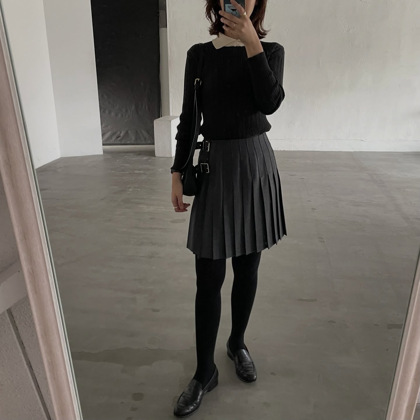 O'neil of Dublin キルトスカート ダブルベルトミニ グレー