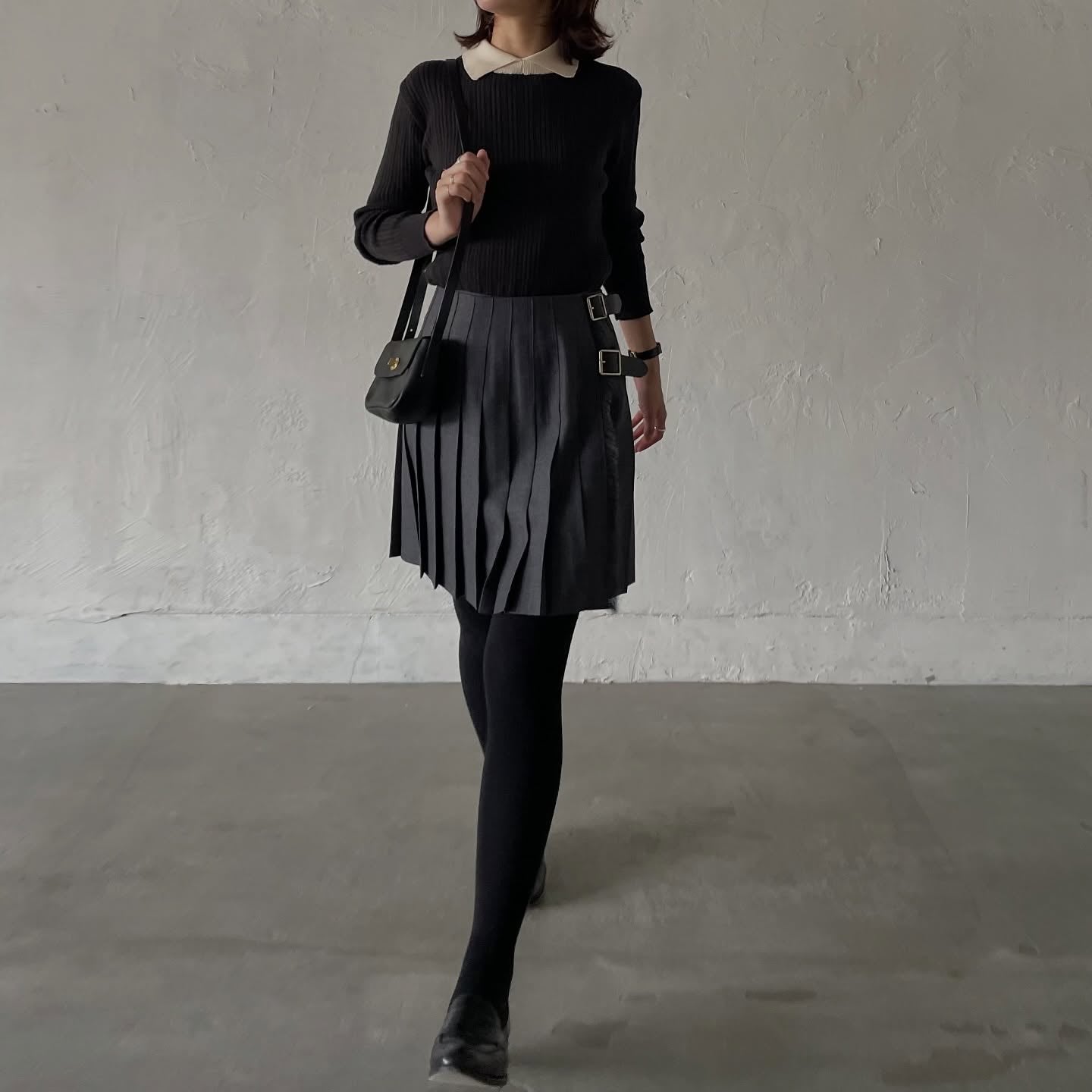 O'neil of Dublin キルトスカート ダブルベルトミニ グレー