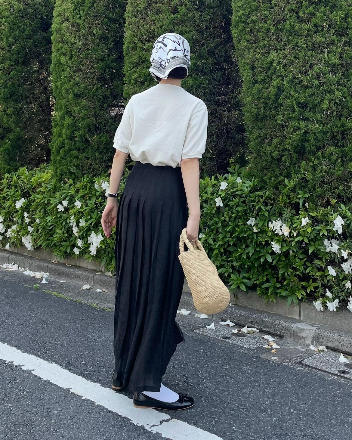 【5/8(金)21時〜販売開始】O'neil of Dublin リネンキルトスカート ブラック ワイドダブルベルト