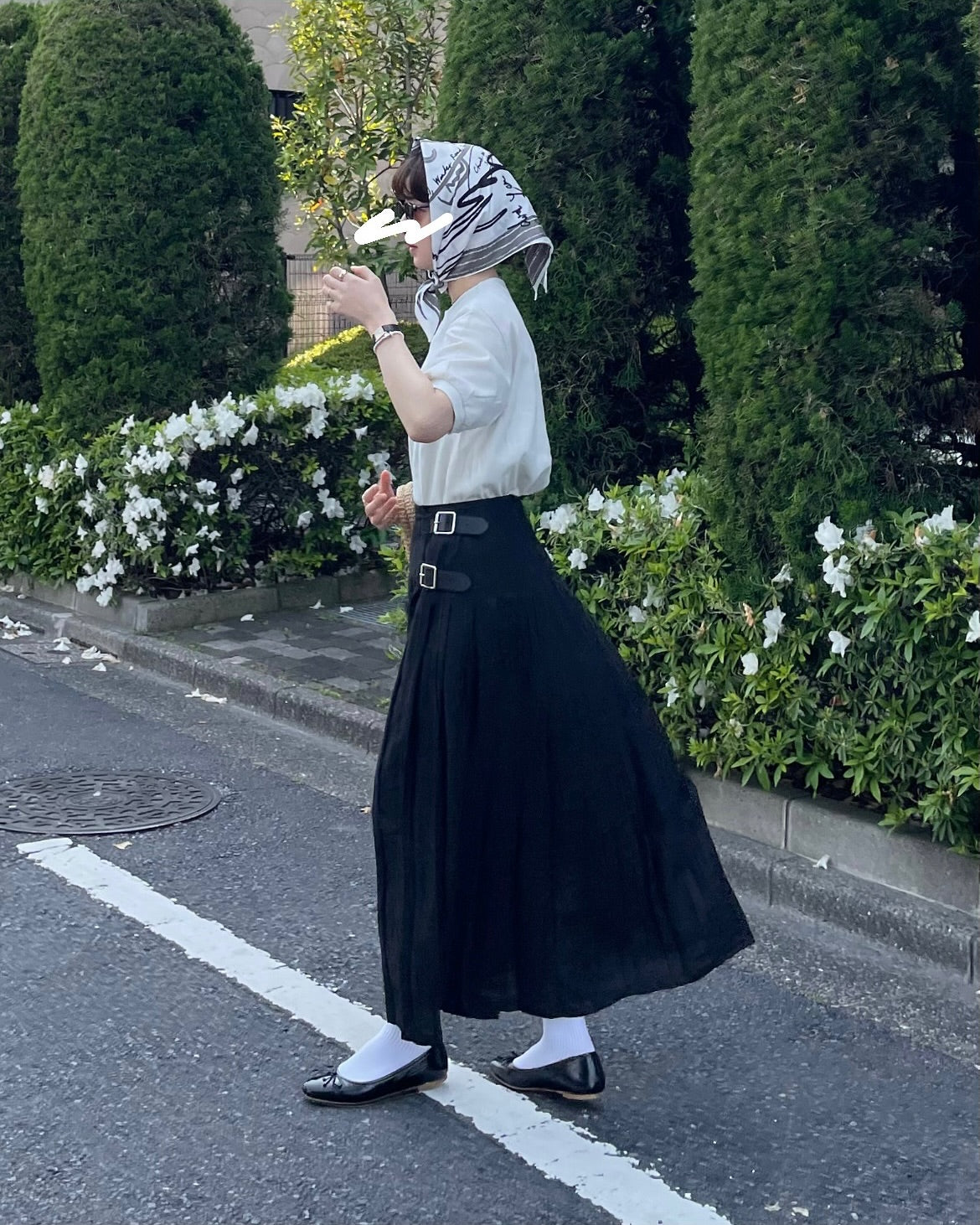 【5/8(金)21時〜販売開始】O'neil of Dublin リネンキルトスカート ブラック ワイドダブルベルト