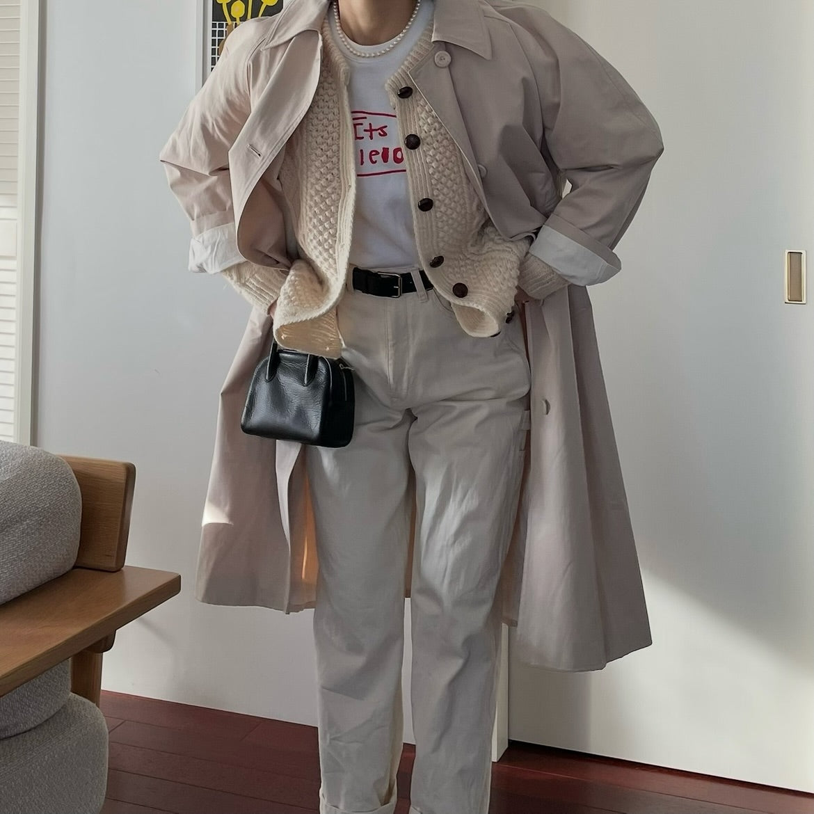 Aran Woollen Mills 手編みニットカーディガン ユニセックス