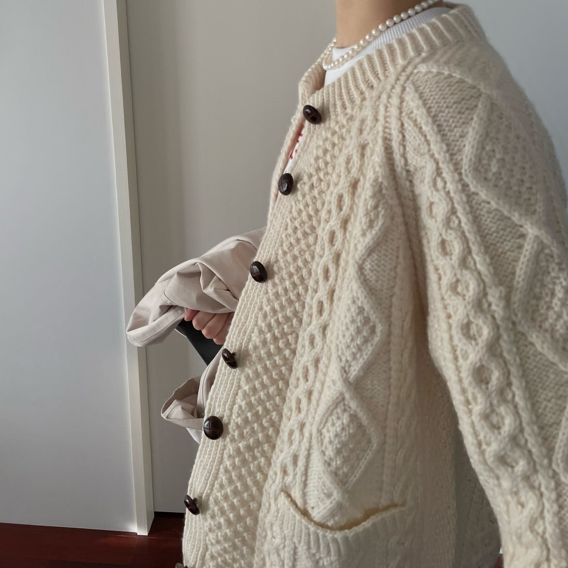 Aran Woollen Mills 手編みニットカーディガン ユニセックス