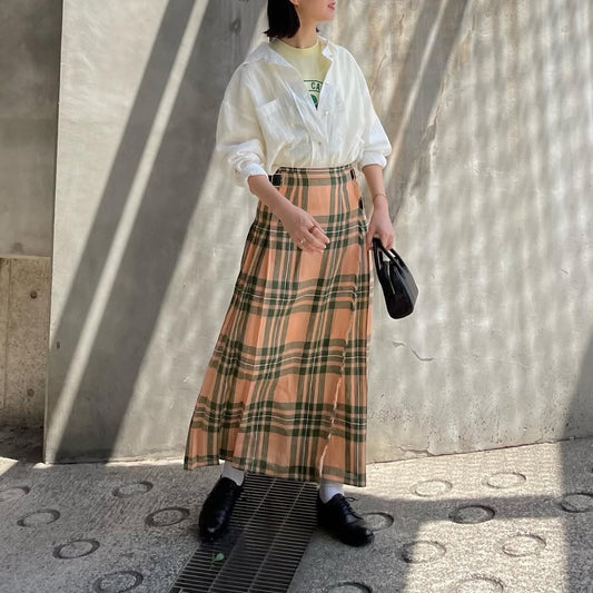 O'neil of Dublin リネンキルトスカート マウンターク ワイドダブルベルト