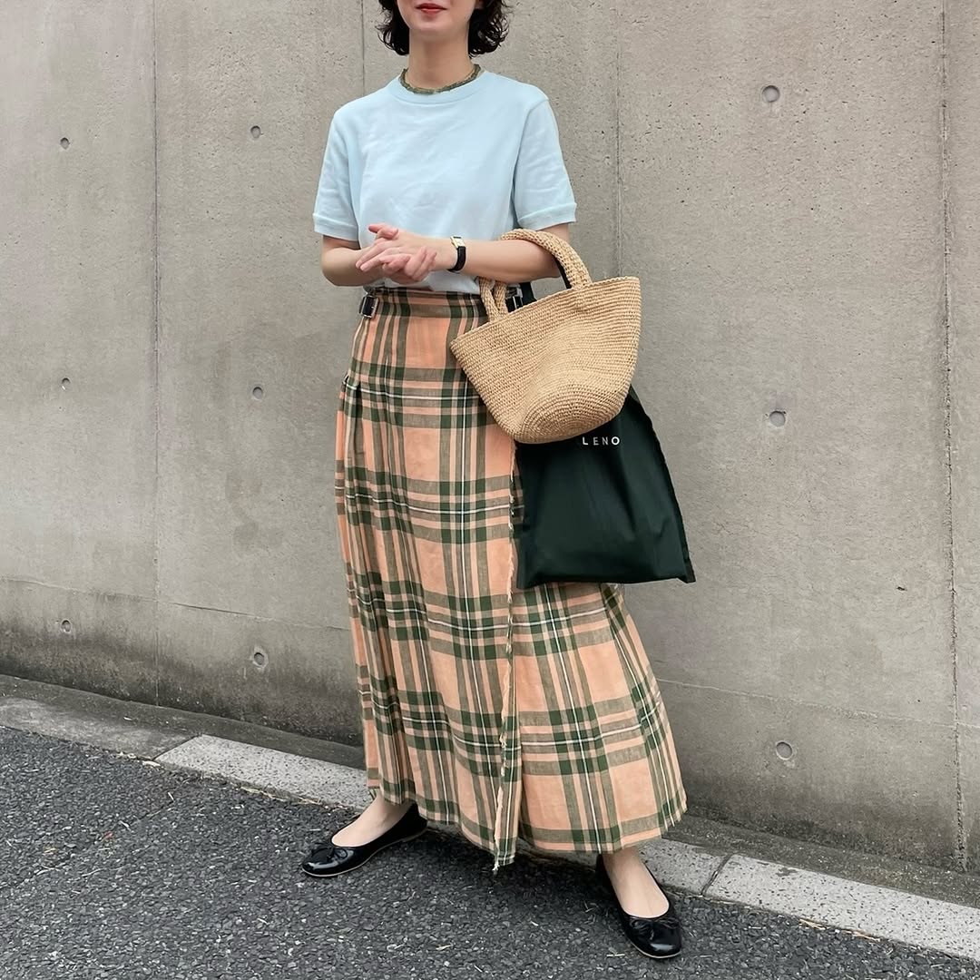 O'neil of Dublin リネンキルトスカート マウンターク ワイドダブルベルト