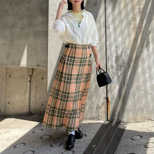 O'neil of Dublin リネンキルトスカート マウンターク ワイドダブルベルト