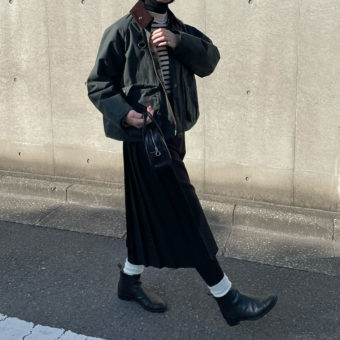 O'neil of Dublin キルトスカート ダブルベルト ブラック