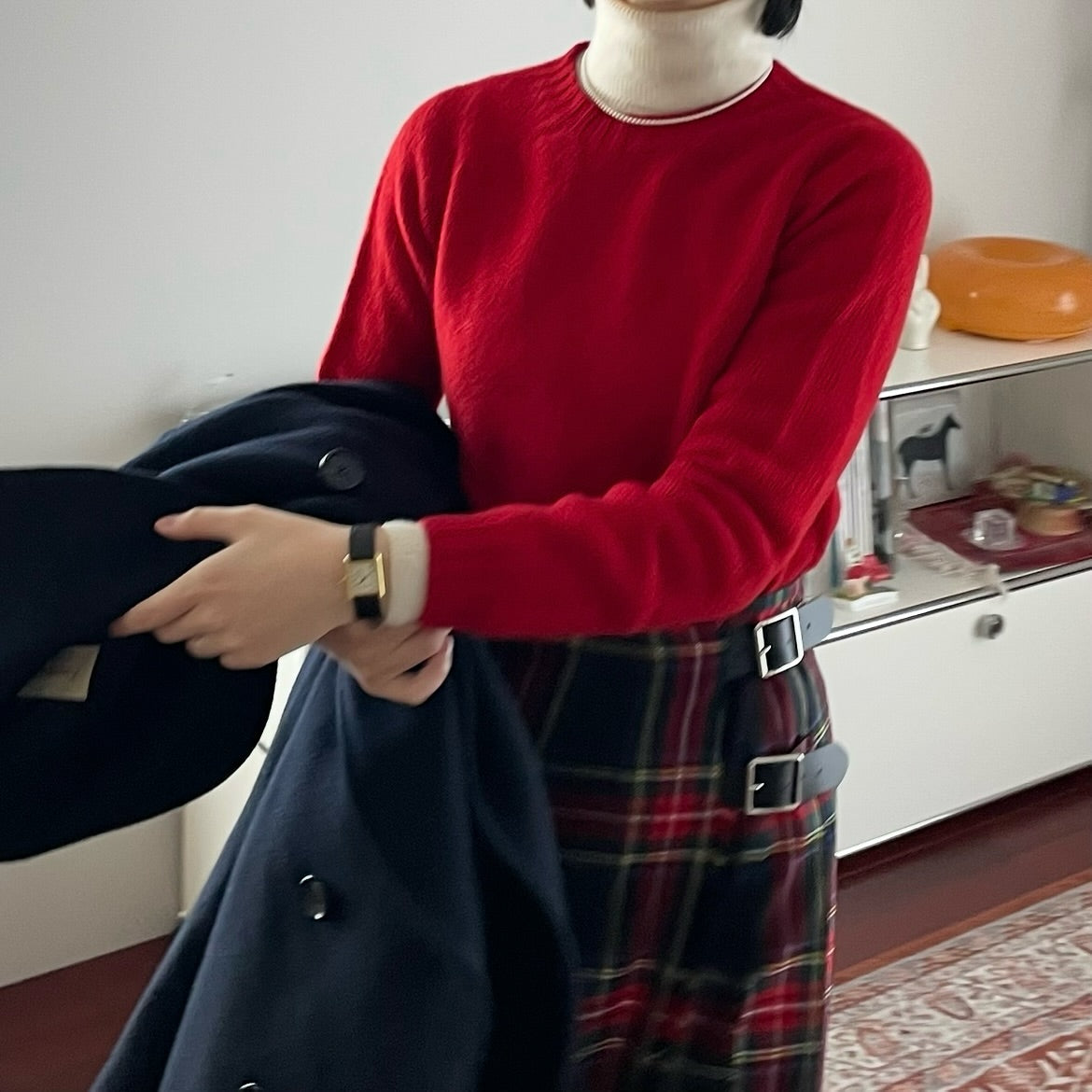 O'neil of Dublin キルトスカート ダブルベルト ブラックスチュワート