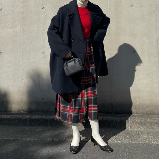 O'neil of Dublin キルトスカート ダブルベルト ブラックスチュワート