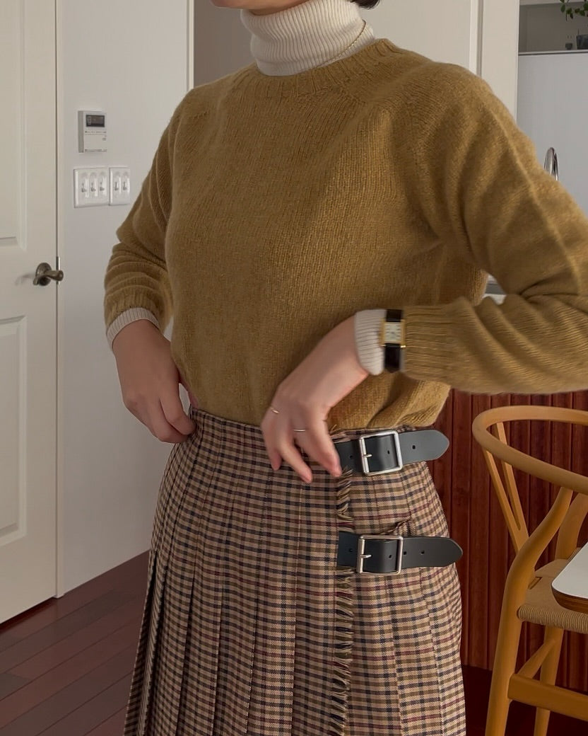 O'neil of Dublin キルトスカート ダブルベルトミニ ガンクラブチェック ベージュ