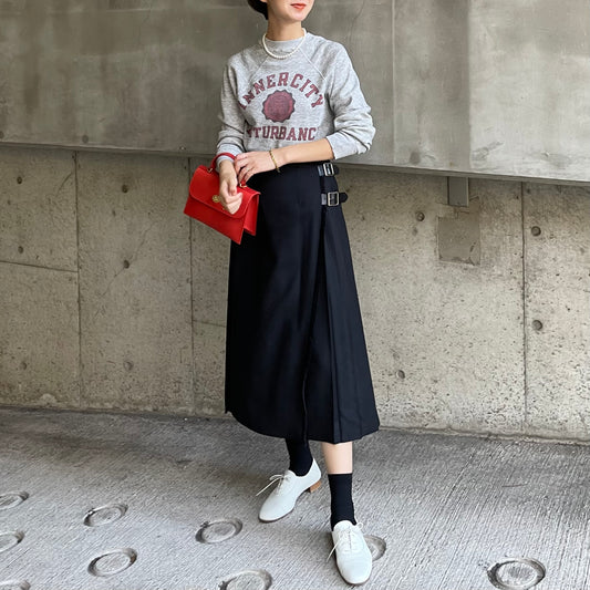 【10/31(金)21時〜プレオーダー開始】O'neil of Dublin キルトスカート ダブルベルト ブラック