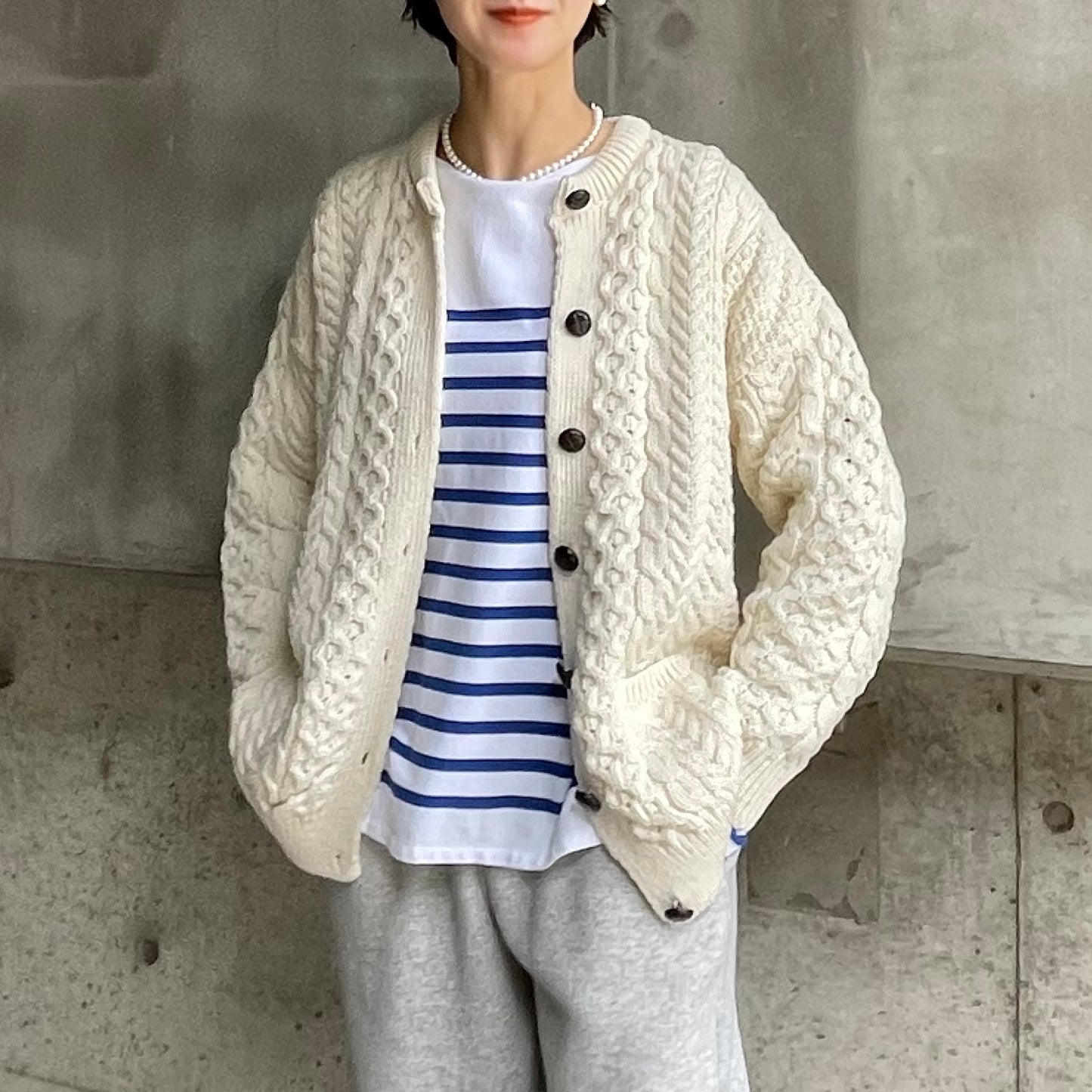 【プレオーダー】Aran Woollen Mills トラディショナル ローゲージニットカーディガン ユニセックス