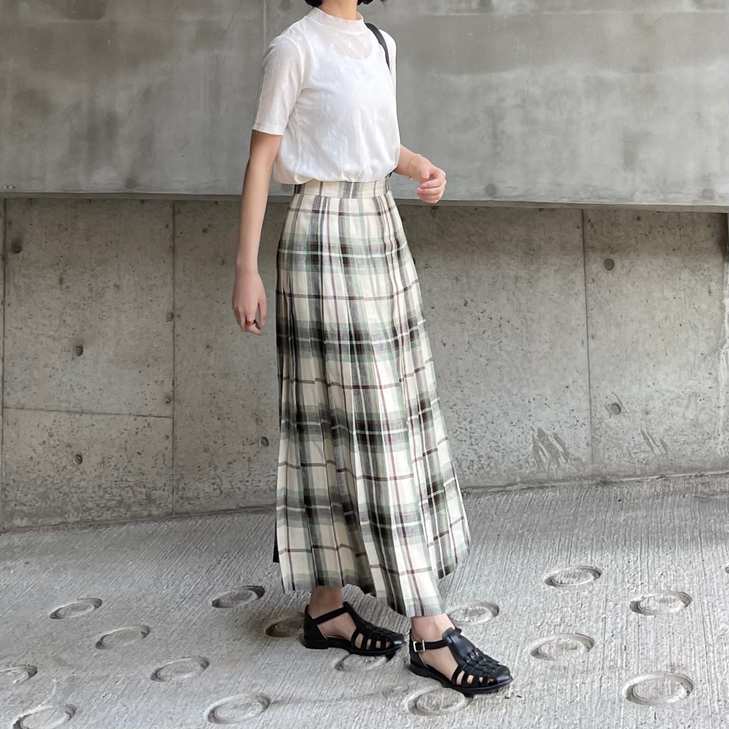 【美品】O'NEIL of DUBLINリネンオールラウンドプリーツスカート O'neil of Dublin リネンキルトスカート マッコトループ オール